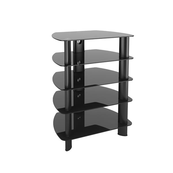 CorLiving Laguna Satin Black Stand with Glass Component