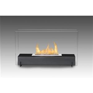 Eco-Feu Vision I Black 28.75-in x 10.25-in Freestanding Stainless Steel Fireplace
