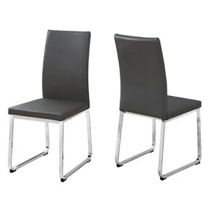 Monarch  Grey Faux Leather Dining Chair (Set of 2)