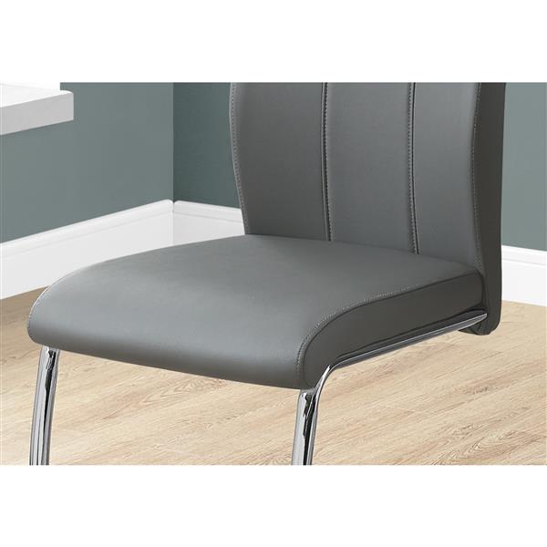 Chaises de cuisine Indira, 19 po, polyester, gris, ens. de 2