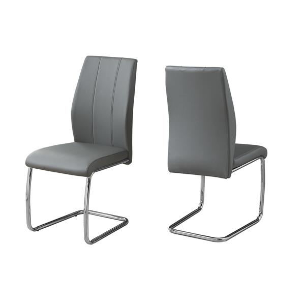 Monarch  Grey Faux Leather Dining Chair (Set of 2)