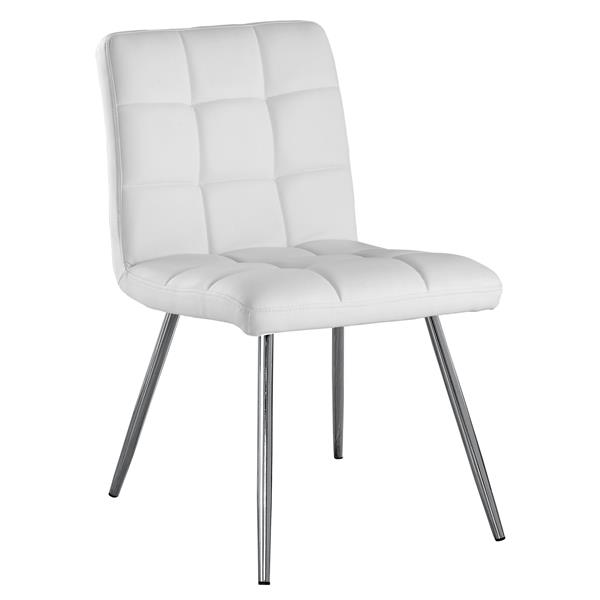 Monarch Specialties White Faux, White Faux Leather Parsons Chairs
