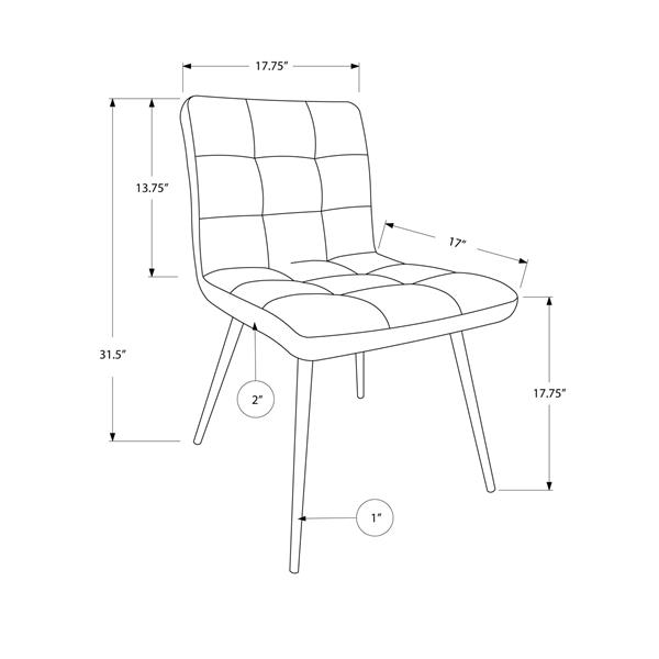 BRASSEX Chaises de cuisine Soho, 18 po x 19 po, tissu, bleu, ens. de 2