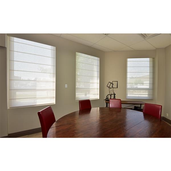 Sun Glow 70-in x 72-in Cordless Motorized Textured Off-White Roman Shade