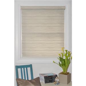 Sun Glow 72-in x 72-in Vintage Motorized Textured Off-White Roller Shade With Valance