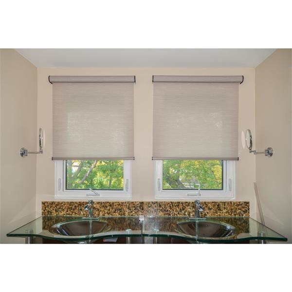 Sun Glow 37-in X 72-in Brown Chainless Woven Roller Shade With Valance