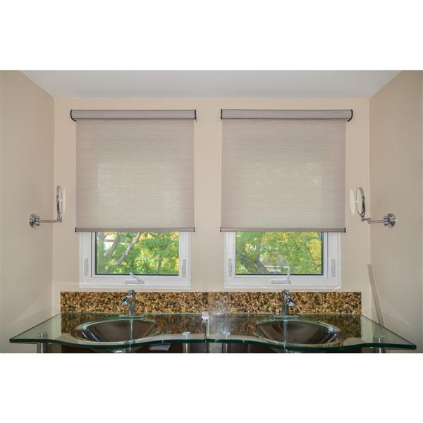 Sun Glow 36-in X 72-in Brown Chainless Woven Roller Shade With Valance