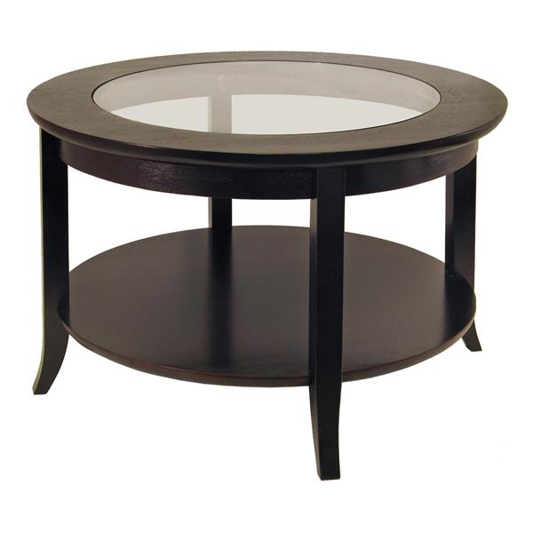 Winsome Wood Genoa Round Coffee Table, Round Wood And Glass Coffee Table