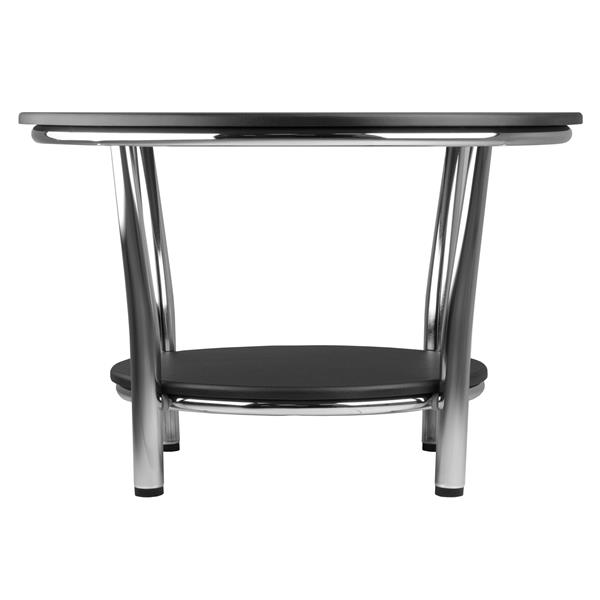 Winsome Wood Maya 40- in x 18- in With Polished Steel Legs and Dark Espresso Top/ Shelf Round Coffee Table