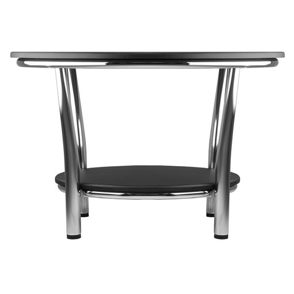 Shelf Round Coffee Table, Winsome Wood Maya Round Coffee Table Black Top Metal Legs