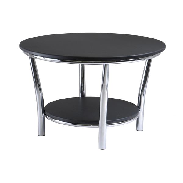 Shelf Round Coffee Table, Espresso Small Coffee Tables