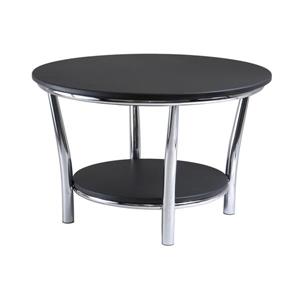 Winsome Wood Maya 40- in x 18- in With Polished Steel Legs and Dark Espresso Top/ Shelf Round Coffee Table