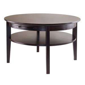 Winsome Wood Amelia 40-in x 18.11-in Chocolate Brown Finish Round Coffee Table