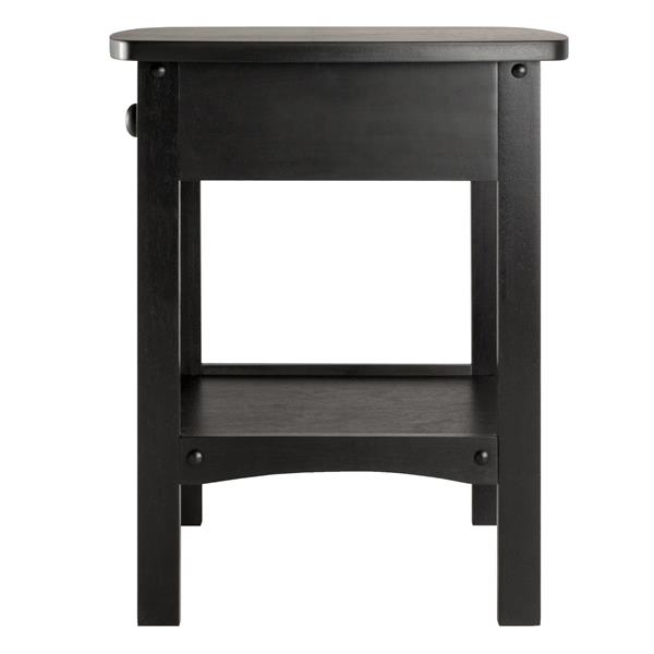 Table Claire, 18,03 po x 22,05 po, bois, noir