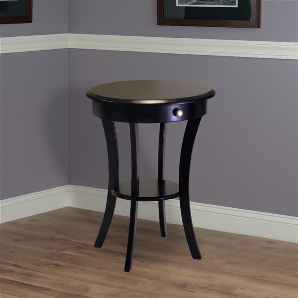 Winsome Wood Sasha 20-in x 27-in Black Wood Table