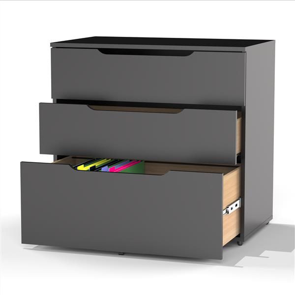 Nexera Next 3-Drawer Black Filing Cabinet