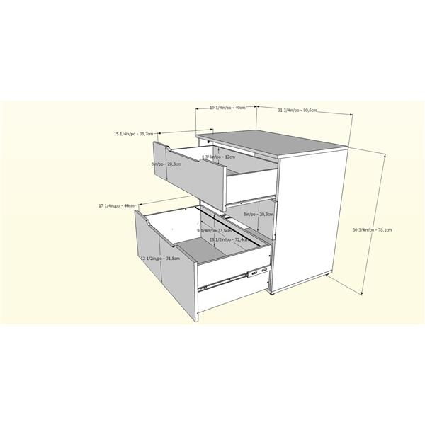 Nexera Arobas White 3-Drawer Filing Cabinet