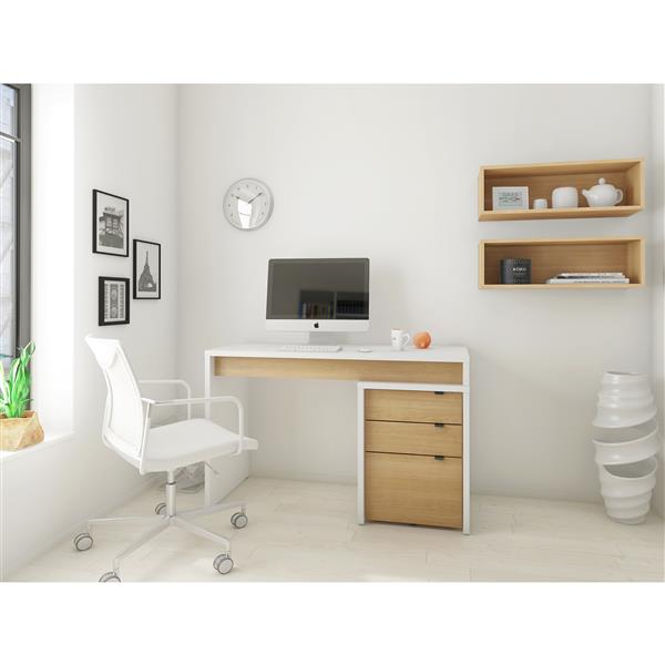 Nexera Chrono White and Maple Reversible Desk Panel