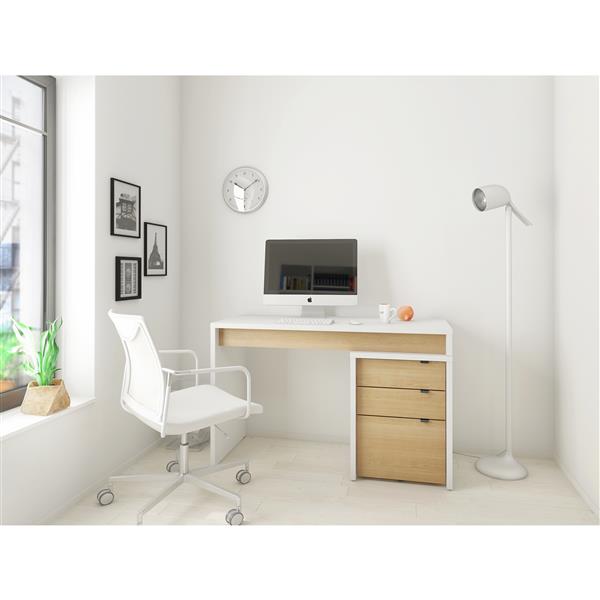 Nexera Chrono White and Maple Reversible Desk Panel