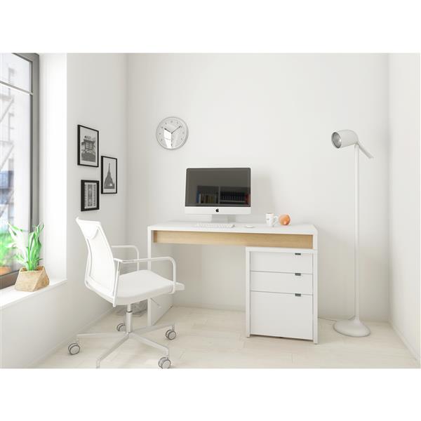 Nexera Chrono White and Maple Reversible Desk Panel