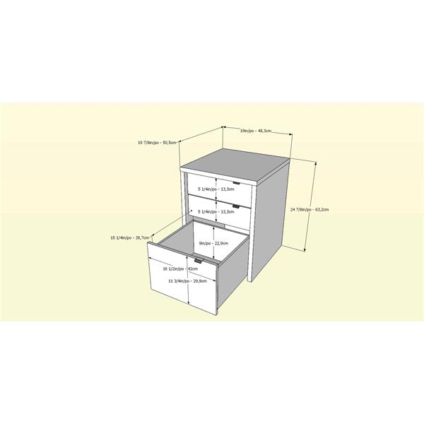Nexera Chrono White and Maple Filing Cabinet Modern/Contemporary 3-Drawer