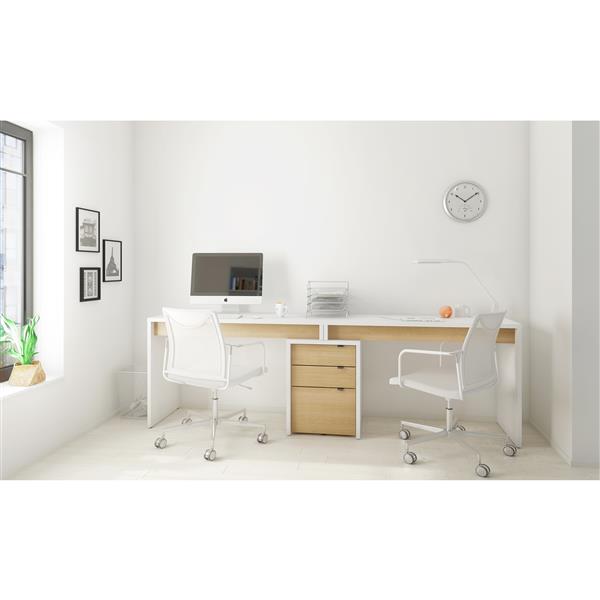 Nexera Chrono White and Maple Filing Cabinet Modern/Contemporary 3-Drawer