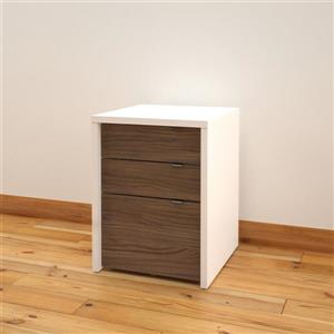 Nexera Liber-T White and Walnut 3-Drawer Filing Cabinet