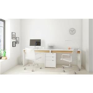 Nexera Chrono White and Maple 3-Piece Home Office Set