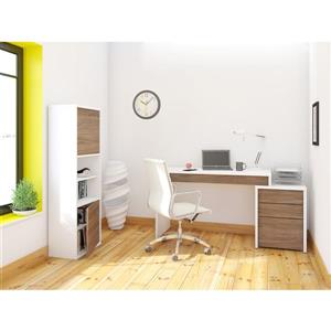 Nexera Liber-T White and Walnut 3-Piece Home Office Set