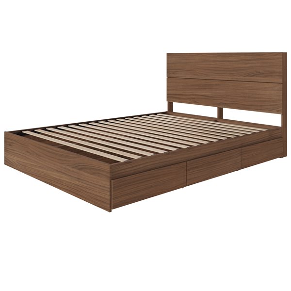 Nexera 2 Piece Walnut Full Bedroom Set with Storage