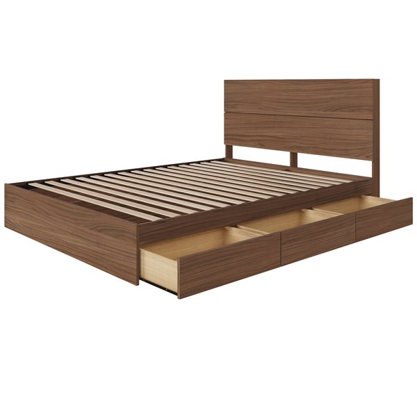 Nexera 2 Piece Walnut Full Bedroom Set with Storage