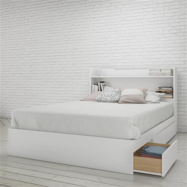 Nexera 2 Piece White Full Bedroom Set with Storage