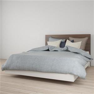 Nexera 2 Piece White and Walnut Queen Bedroom Set