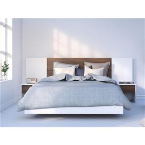 Nexera Celebri-T 5 Piece White and Walnut Queen Bedroom Set