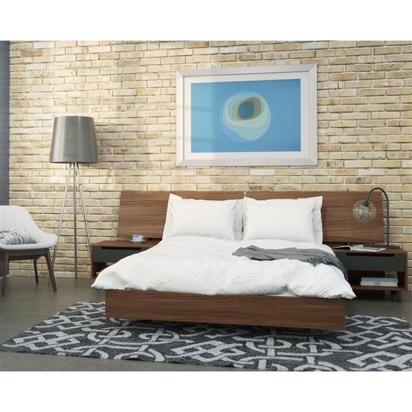 Nexera Alibi 4 Piece Walnut Queen Bedroom Set