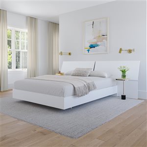 Ens. de chambre à coucher Nexera grand lit, 2 mcx, blanc