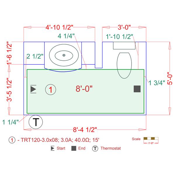 WarmlyYours Tempzone™ 3-ft x 8-ft 120V Green Easy Mat