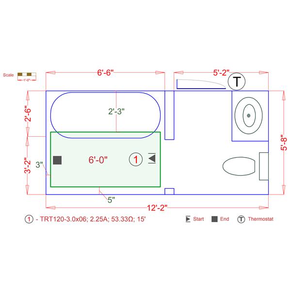 WarmlyYours Tempzone™ 3-ft x 6-ft 120V Green Easy Mat