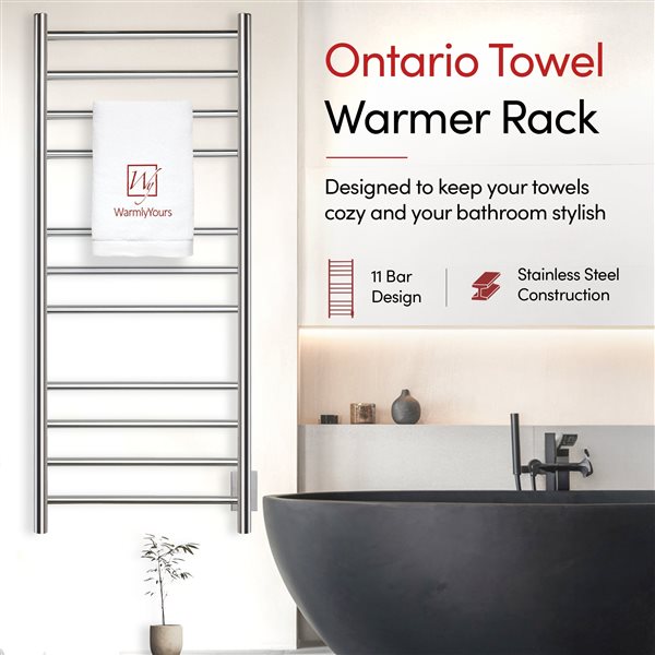 WarmlyYours Ontario 45.2-in Chrome 11-Bar Towel Warmer TWS4-ONT11PH | RONA