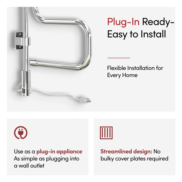 WarmlyYours Elements 16-in Polished Chrome 4-Bar Towel Warmer with WeMo Switch