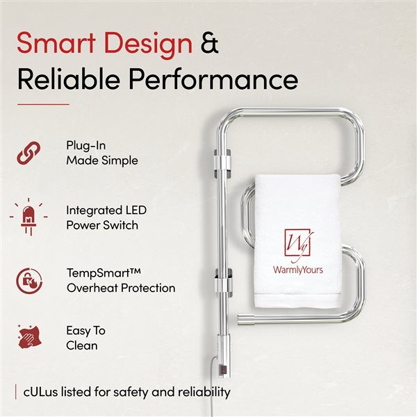WarmlyYours Elements 16-in Polished Chrome 4-Bar Towel Warmer with WeMo Switch