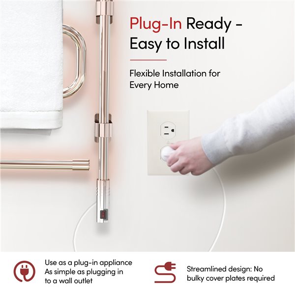 WarmlyYours Elements 16-in Polished Chrome 4-Bar Towel Warmer with WeMo Switch