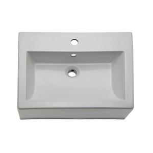 Decolav Bluebell White Rectangular Above-Counter Sink With Overflow