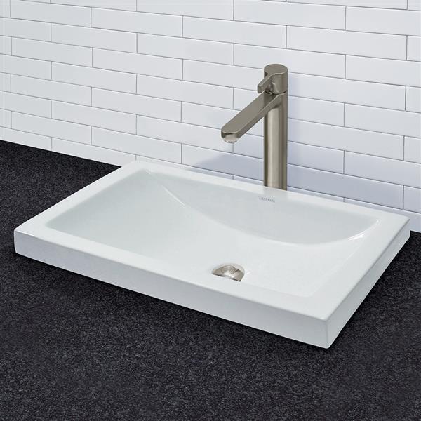 DECOLAV 14107-CWH Breanna Semi-Recessed Rectangular Lavatory Sink with Overflow White