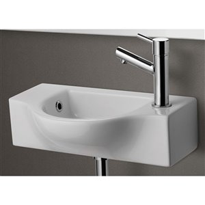 ALFI Brand White Porcelain Wall-Mount Rectangular Bathroom Sink with Overflow