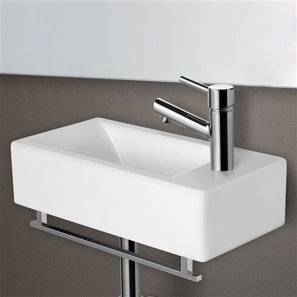 ALFI Brand White Porcelain WallMount Small Rectangular Bathroom Sink