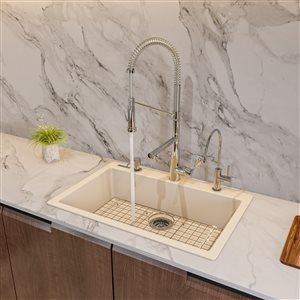 ALFI Brand 19.875-in x 30-in Biscuit Single-Basin Standard Drop-In 1-Hole Residential Kitchen Sink