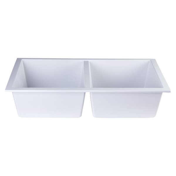 ALFI brand 17.75-in x 34-in White Double-Basin Undermount Residential Kitchen Sink