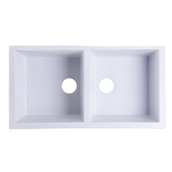 ALFI brand 17.75-in x 34-in White Double-Basin Undermount Residential Kitchen Sink