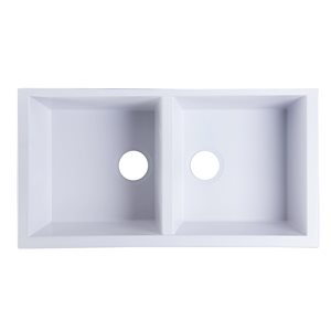 ALFI brand 17.75-in x 34-in White Double-Basin Undermount Residential Kitchen Sink